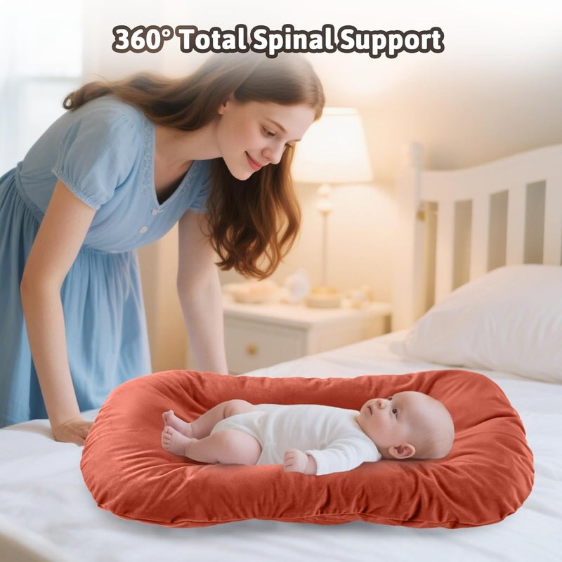 Loevin Baby Lounger for Newborn,Baby Nest for Newborn Soft Cotton Breathable for Playtime & Relaxation,Flat Babies Essentials Gifts Newborn Lounger for Boys & Girls 0-12 Months(Coffee) - Image 3